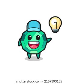 emerald gemstone character cartoon getting the idea , cute style design for t shirt, sticker, logo element