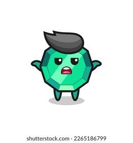 personaje de la mascota esmeralda gemstone que dice que no sé, diseño de estilo lindo para camiseta, pegatina, elemento logo
