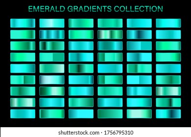 Emerald glossy gradient, metal foil texture. High quality vector gradients. Shiny metallic background.