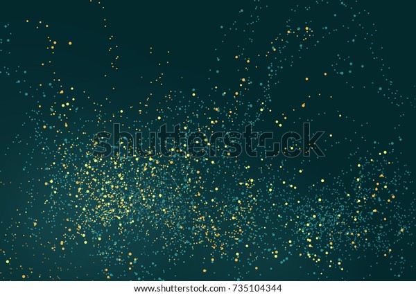 エメラルドの金色の輝きの粉のスプラッシュベクター画像の背景 トウヒの緑の散らばった塵 魔法の霧が輝いている スタイリッシュなファッションブラック背景 水中のテクスチャー クリスマスライト のベクター画像素材 ロイヤリティフリー