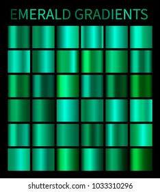 Emerald gradients collection for design. Collection of shiny green gradient illustrations for backgrounds, cover, frame, ribbon, banner, label, flyer, card, poster etc.