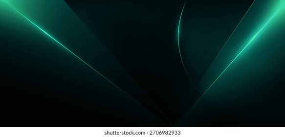 Fondo abstracto verde esmeralda con lujo geométrico y líneas brillantes diagonales