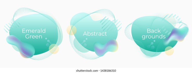Emerald green abstract backgrounds. Modern fluid shapes and forms. Vector templates for trendy web and print design.