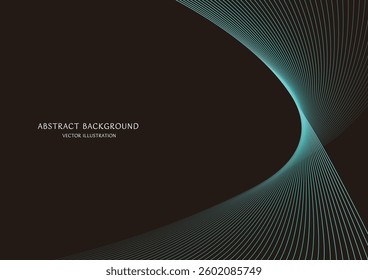 Emerald green abstract curve background vector material on black background