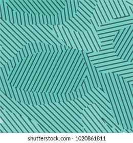 emerald green abstract graphic pattern with dark parallel zig zag lines, vector illustration