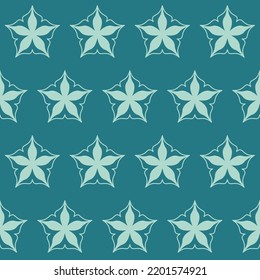 Emerald green decorative seamless pattern star asterisk on dark background, design for textile