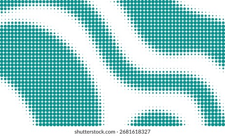 Emerald green halftone background with waves. Overlay effect. Abstract horizontal vector graphic template