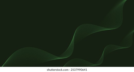 Emerald Green Particle Wave Design with Flowing Lines and Textured Details, Ideal for Modern Digital Backgrounds, Eco-Friendly Design Projects, and Innovative Web Designs