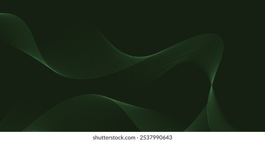Emerald Green Particle Wave Design with Flowing Lines and Textured Details, Ideal for Modern Digital Backgrounds, Eco-Friendly Design Projects, and Innovative Web Designs
