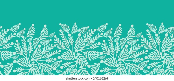 Emerald green plants horizontal seamless pattern background