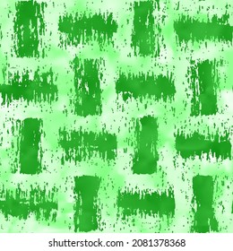 Emerald Green Stainted Watercolor Effect Textured Blocks Pattern