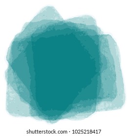 emerald green watercolor blotch pattern with overlapping transparent areas on white background, vector illustration
