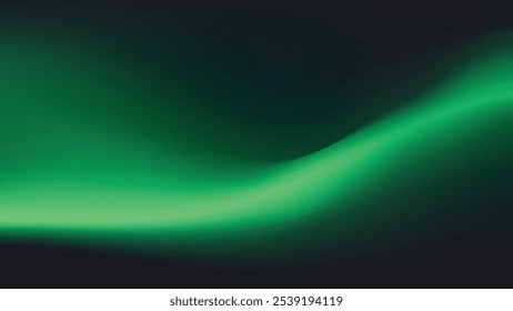 Ilustração do vetor de fundo do gradiente da onda verde esmeralda. Gradiente de onda verde esmeralda brilhante isolado em um fundo preto