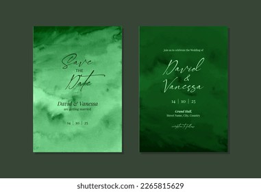 Diseño de la plantilla de la tarjeta de invitación para bodas verde esmeralda