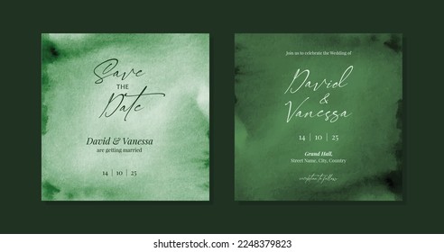 Emerald green wedding invite card template for social media posts