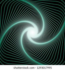Emerald green - White themed Curved spiral vortex geometric abstract line