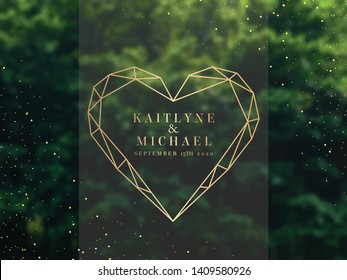 Emerald greenery forest foliage vector background. Green garden trees wedding invitation. Summer leaves card texture. Nature weekend poster. Rustic style save the date. Elegant outdoor party template.