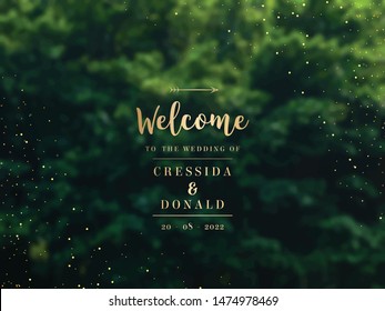 Emerald greenery forest foliage vector background. Green garden trees wedding invitation. Summer leaves card texture. Nature weekend poster. Rustic style save the date. Elegant outdoor party template