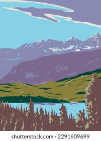 Emerald Lake in Yoho National Park in British Columbia Canada WPA Poster Art