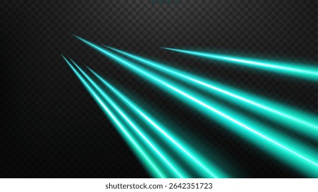 Emerald Light Trails, Long Time Exposure Motion Blur Effect, Vector Illustration