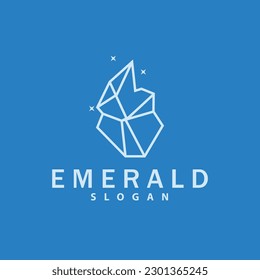 Emerald Logo, Gemstone Vector, Luxurious Premium Vintage Retro Elegant Design, Diamond Jewelry Icon, Symbol Illustration