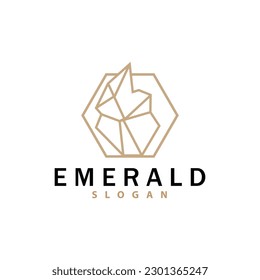 Emerald Logo, Gemstone Vector, Luxurious Premium Vintage Retro Elegant Design, Diamond Jewelry Icon, Symbol Illustration