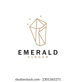 Emerald Logo, Gemstone Vector, Luxurious Premium Vintage Retro Elegant Design, Diamond Jewelry Icon, Symbol Illustration