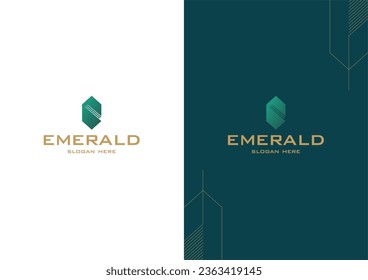 Logotipo Esmeralda, piedra Esmeralda, mineral de lujo, diseño del logotipo de la piedra Esmeralda Verde, mineral verde, gema esmeralda