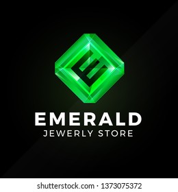Emerald Logo template element symbol with green shiny color
