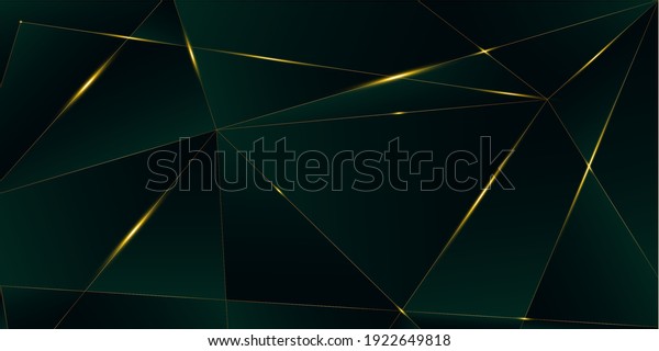 Emerald Luxury Gold Background. Golden Premium\
Polygon Border 3D Abstract Polygonal Sparkling Cover. Royal Rich\
VIP Business Design New Year Christmas Celebration Poster. Luxury\
Crystal Gold Card