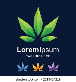 Logo de la marihuana esmeralda con concepto de varios colores