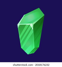 Smaragdes Mineral, magischer Kristall im Cartoon-Stil einzeln auf weißem Hintergrund. Ui-Spielgut, Hexerei-Objekt, Alchemie