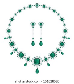 Emerald Necklace And Matching Earrings