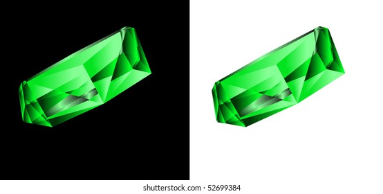 Emerald on a black and white background. A vector illustration