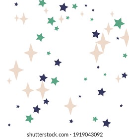 Emerald Pastel Night Holiday Santa Illustration. Pink Sky Mystery Magic Green Pattern. Purple Winter Stars Print Color Blue Composition. White Dark Christmas New Year Four-pointed Background.