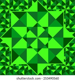 Emerald pattern of geometric shapes. Emerald mosaic background. Emerald Triangle background. Emerald faceted background. 