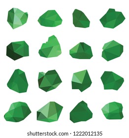 Emerald rock set isolated on white