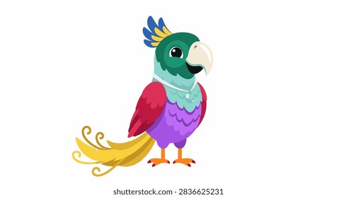 Emerald Ruby Macaw With Violet Belly And Golden Tail