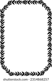 Emerald shape Flower frame Leaves wreath vector border floral photo frame Black romantic Botanical Branches decoration wedding anniversary birthday new year newborn Christmas valentine winner award