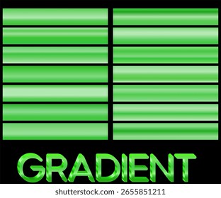 emerald shiny gradient, metallic foil texture. Set of color swatches. Collection of high quality vector gradients. Shiny metallic background.