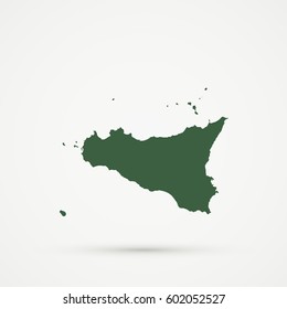 Emerald Sicily Map Illustration