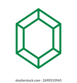 Emerald simple green line icon isolated on a white background vector illustration. Flat vector design. Jewelry, gem, shop, luxury and rich symbol sign. Outline smaragd symbol. Jewelry logo design.