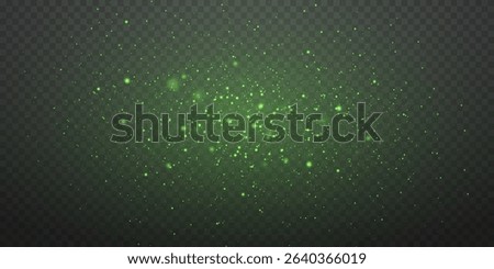 Emerald sparks, glowing green magic dust. On a transparent background.