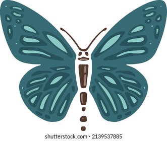 Emerald spring butterfly moth symbol, illustration vector