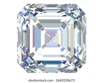 smaragdgrüner, quadratischer Diamant, eine beliebte und elegante Diamantform, die sich durch rechteckige Facetten und ein stufenförmiges Design auszeichnet.