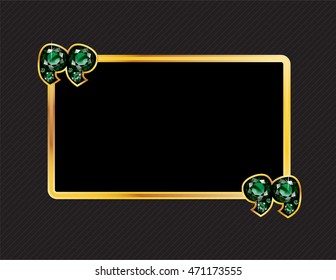 Emerald Stone Quotes on Gold Metal Speech Bubble over Pinstripe Background.  Vector EPS-10 file, transparency used. 