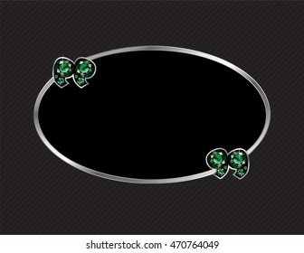 Emerald Stone Quotes on Silver Metal Speech Bubble over Pinstripe Background. Vector EPS-10 file, transparency used. 