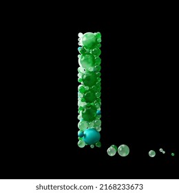 Emerald and turquoise beadsformed,the letters i