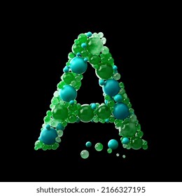 Emerald and turquoise beadsformed,the letters A.