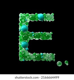Emerald and turquoise beadsformed,the letters e